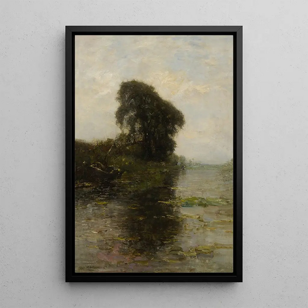 Landzicht under en klar blå himmel - Piet Mondrian — indrammet kunstværk på væggen