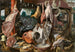et kødstand med Den Hellige Familie, der giver almisse, slagterens stand - Pieter Aertsen — visning af kunstværket
