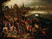 En fiskemarked foran en by ved vandet - Pieter Brueghel III — visning af kunstværket