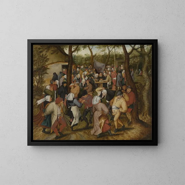 Udendørs bryllupsdans maleri - Pieter Brueghel den Yngre — indrammet kunstværk på væggen