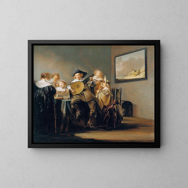 Compagnie des musiker - Pieter Codde — indrammet kunstværk på væggen