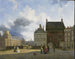 maleriet La Porte de la Prison et la Plaats à La Haye - Pieter Daniel van der Burgh — visning af kunstværket