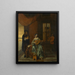 En indendørs scene med en kvinde, der spiller lut, og en mand, der spiller violin - Pieter de Hooch — indrammet kunstværk på væggen