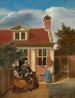 Personnages i en gård bag et hus - Pieter de Hooch — visning af kunstværket