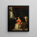 et interiørmaleri med en ung kvinde, der læser et brev - Pieter de Hooch — indrammet kunstværk på væggen