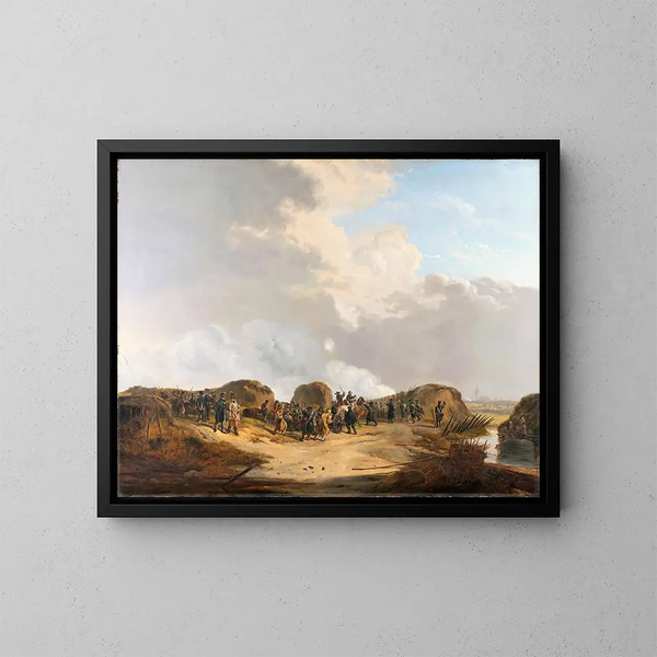 La demi-lune konstrueret under belejringen af Naarden, april 1814 - Pieter Gerardus van Os — indrammet kunstværk på væggen