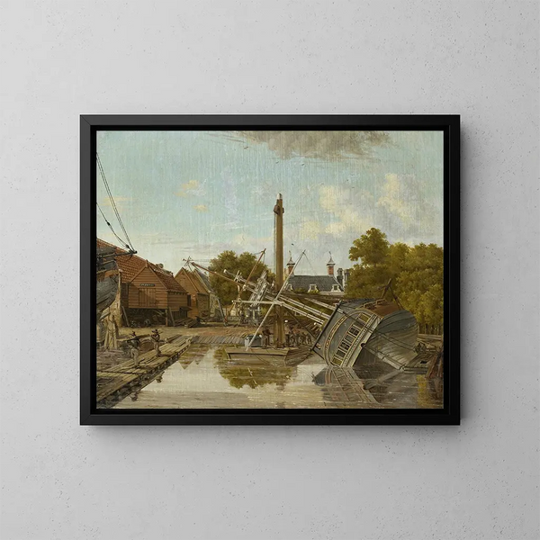 Le chantier naval de Saint-Jacques Bickers Eiland Amsterdam - Pieter Godfried Bertichen — indrammet kunstværk på væggen