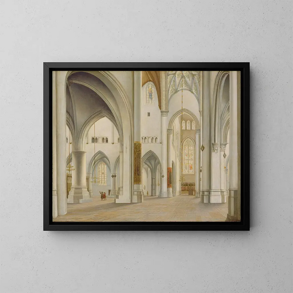 L'intérieur de Saint-Bavon de Haarlem - Pieter Jansz Saenredam — indrammet kunstværk på væggen