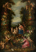 La Sainte Famille avec le petit Saint Jean-Baptiste entourée d'une guirlande de fleurs légumes et fruits - Pieter van Avont — visning af kunstværket