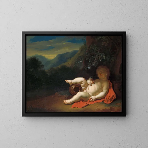 L'Enfant Bacchus - Pieter van der Werff — indrammet kunstværk på væggen