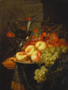 Naturstensbillede med frugt og kirsebærgren på et glas Berkemeyer - Pieter de Ring — visning af kunstværket