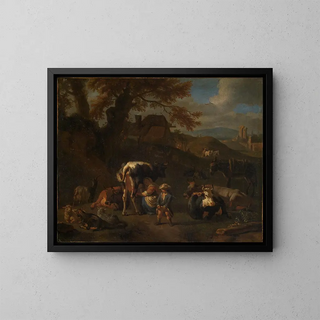 Scène de bergers - Pieter van Bloemen — indrammet kunstværk på væggen