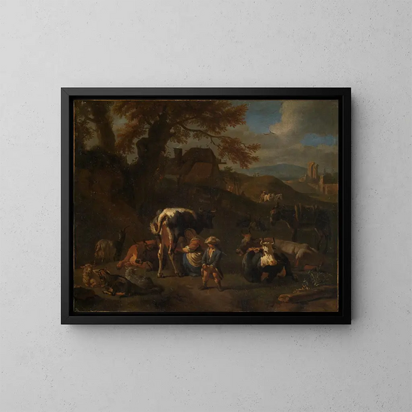 Scène de bergers - Pieter van Bloemen — indrammet kunstværk på væggen