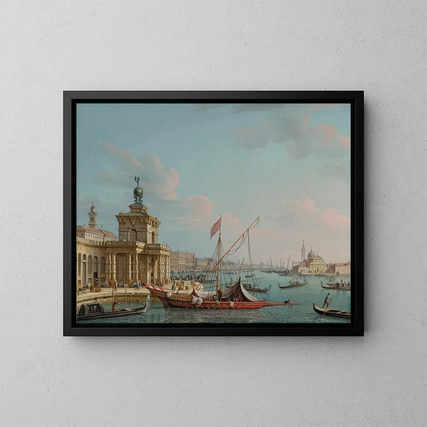 Venise med Punta della Dogana set mod øst mod Dogepaladset - Pietro Bellotti — indrammet kunstværk på væggen