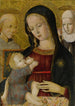 Jomfru med Barnet med Sankt Bernardin og Sankt Catherine af Siena - Pietro di Domenico — indrammet kunstværk på væggen