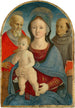 La Vierge à l'Enfant avec les saints Jérôme et Antoine de Padoue - Pietro di Francesco degli Orioli — visning af kunstværket