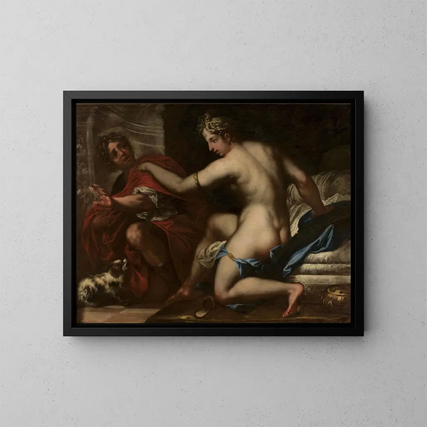 Joseph og Potifars hustru - Pietro Liberi — indrammet kunstværk på væggen