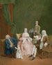 Portrait af en venetiansk familie med en tjener, der serverer kaffe - Pietro Longhi — visning af kunstværket