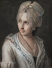 En elegant ung kvinde med en blondehue - Pietro Rotari — visning af kunstværket