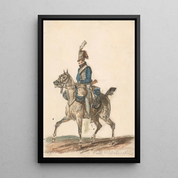 Hussard de Hanovre à cheval - Piotr Michałowski — indrammet kunstværk på væggen