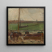 Poldermaleri med en fragtskib ankret nær Amsterdam II - Piet Mondrian — indrammet kunstværk på væggen