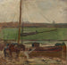 Poldermaleri med en fragtskib ankret nær Amsterdam II - Piet Mondrian — visning af kunstværket