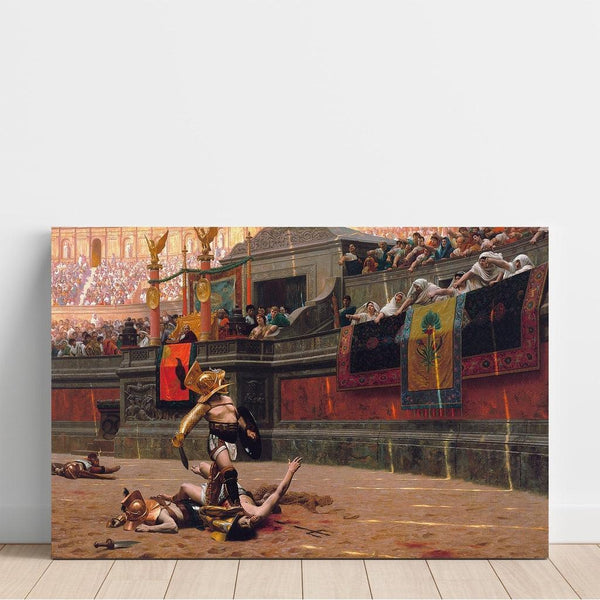 Reproduktion af Jean-Léon Gérômes Pollice Verso på lærred
