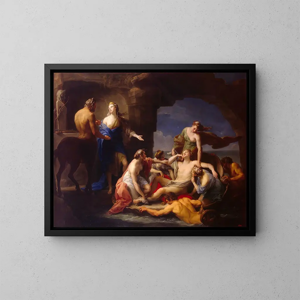 Thétis fjerner Achille fra centauren Chiron - Pompeo Batoni — indrammet kunstværk på væggen