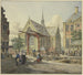 Porte de l'écluse nær en kirke, til venstre en dækket dame, en officer og en dame med en dreng - Johannes Huibert Prins — visning af kunstværket