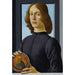 Reproduktion af maleriet Portræt af en ung mand, der holder en medaljon - Sandro Botticelli
