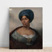 Reproduktion af maleriet af et portræt af en kvinde med blå turban - Eugène Delacroix