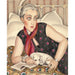 Reproduktion af maleriet Portræt af en kvinde, der læser med en hund - Gerda Wegener