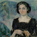 Portrait af fru Bertha Stenman - Jalmari Ruokokoski — vist i et interiør
