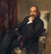 Portræt af uldfabrikanten Emil Schwarz 1863-1939 i en lænestol - John Quincy Adams — visning af kunstværket