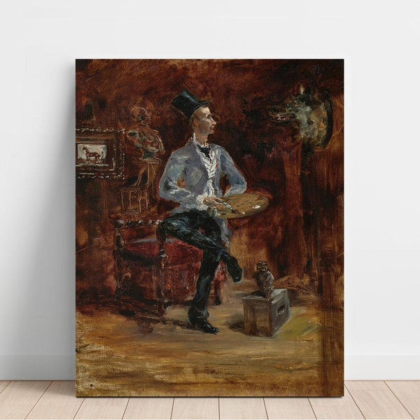 Reproduktion af maleriet Princeteau-maleri i sit atelier - Henri de Toulouse-Lautrec