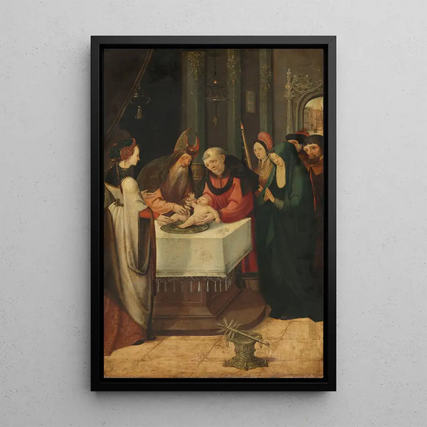 Circoncision du Christ, panneau gauche d'un retable - Pseudo Jan Wellens de Cock — indrammet kunstværk på væggen