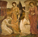 Psyché ved Junon- og Ceres-helligdommene - Sir Edward Coley Burne-Jones — vist i et interiør