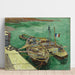 Reproduktion af maleriet Quai med mænd, der losser sandbåde - Vincent van Gogh