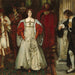 Hvem er Sylvia? Hvad er hun for, at alle de unge mænd hylder hende? - Edwin Austin Abbey — vist i et interiør