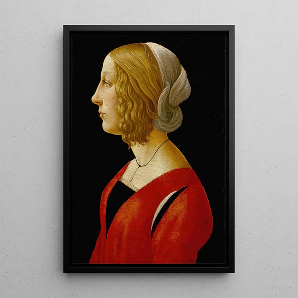 Portrait af en ung kvinde - Raffaellino del Garbo — indrammet kunstværk på væggen