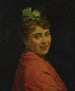 En portræt af en dame med et rødt tørklæde - Raimundo de Madrazo y Garreta — visning af kunstværket