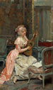 Kvinde med en guitar - Raimundo de Madrazo y Garreta — indrammet kunstværk på væggen