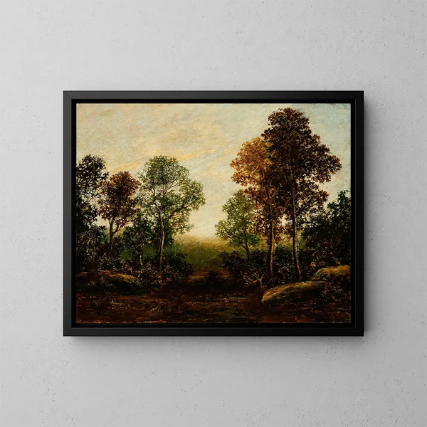 Landskab med træer - Ralph Albert Blakelock — indrammet kunstværk på væggen