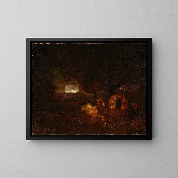 Les Constructeurs de pirogues - Ralph Albert Blakelock — indrammet kunstværk på væggen
