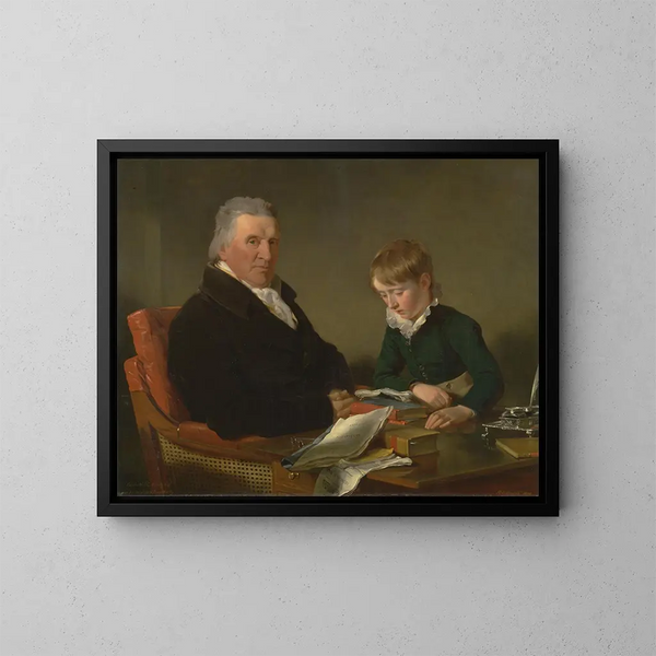 Francis Noel Clarke Mundy og hans barnebarn William Mundy - Ramsay Richard Reinagle — indrammet kunstværk på væggen