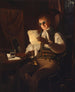 Mand der læser ved stearinlys - Rembrandt Peale — visning af kunstværket