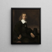 En ung mand sidder ved et bord, måske Govaert Flinck - Rembrandt van Rijn — indrammet kunstværk på væggen