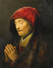 gammel kvinde i bøn - Rembrandt van Rijn — visning af kunstværket