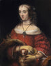 Portræt af en dame med en lommehund - Rembrandt van Rijn — visning af kunstværket