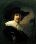 Portræt af en mand med bredskygget hat - Rembrandt van Rijn — visning af kunstværket